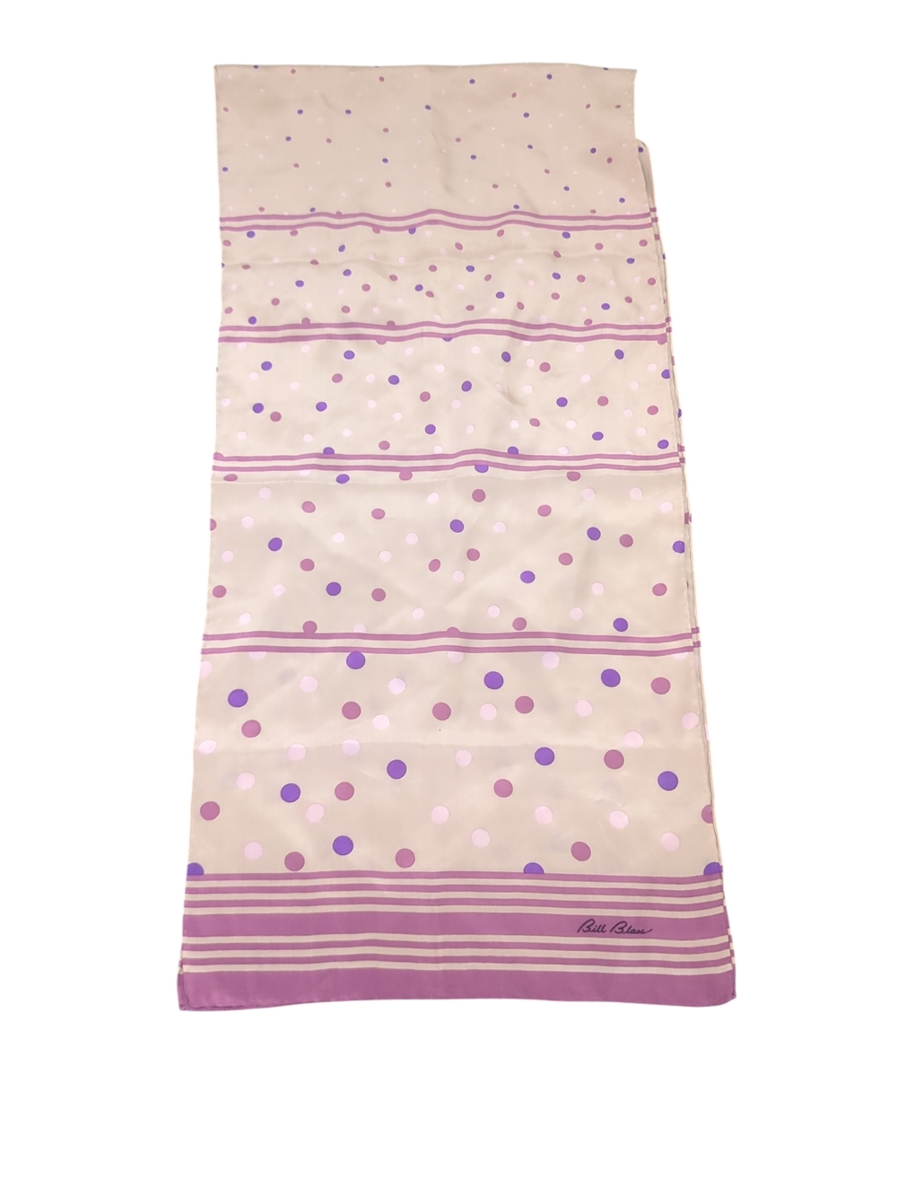 Vintage Bill Blass Silk Scarf Polka Dot Striped Designer Whimsical Old Money